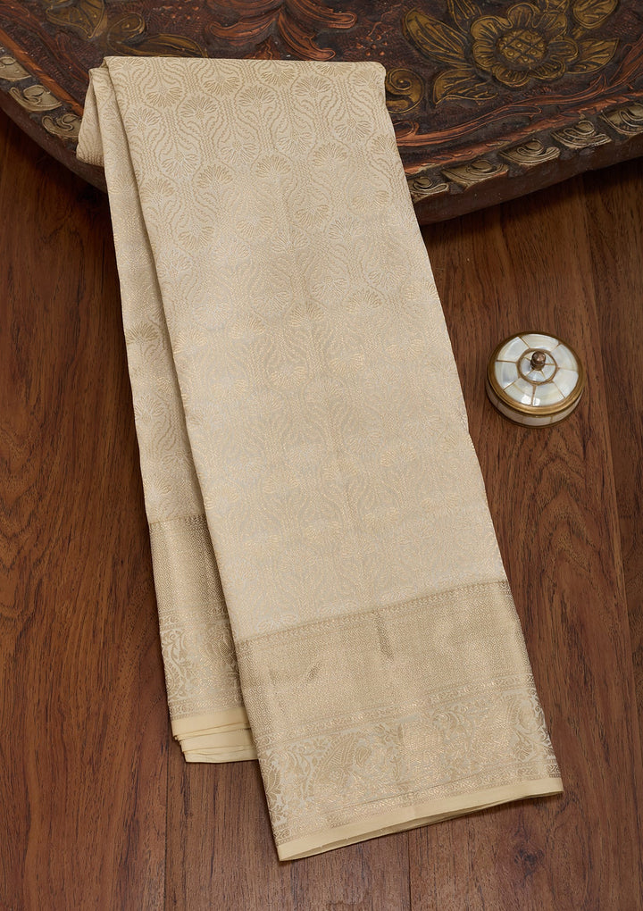 Cream Kanjivaram Pure Silk Saree