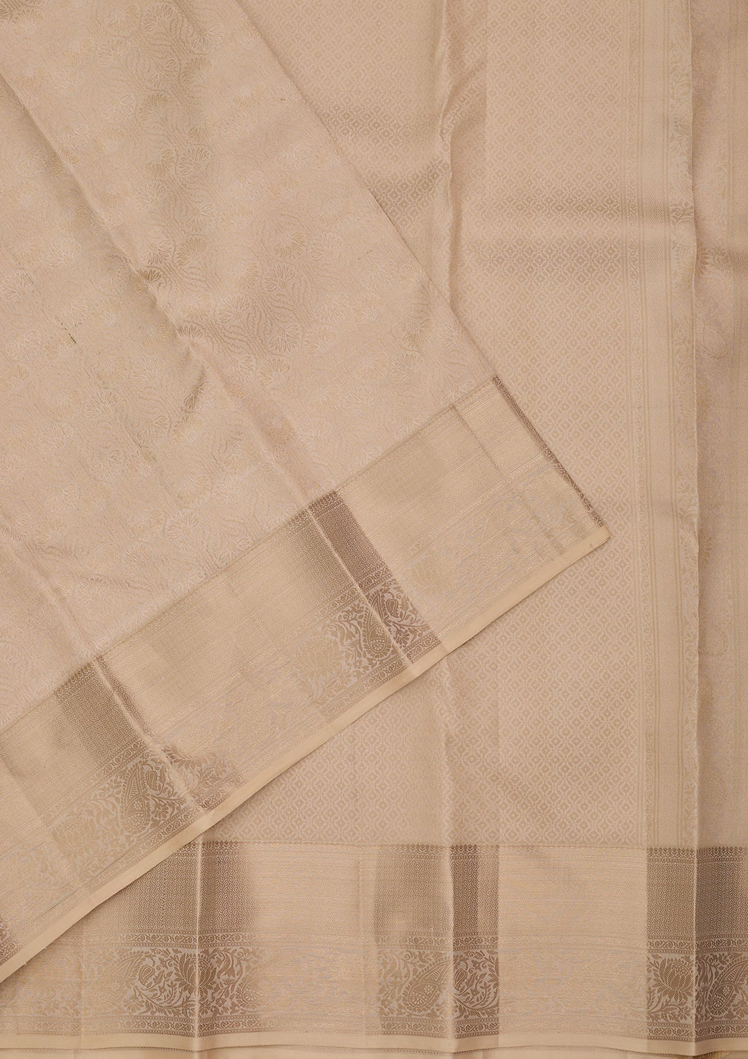 Cream Kanjivaram Pure Silk Saree