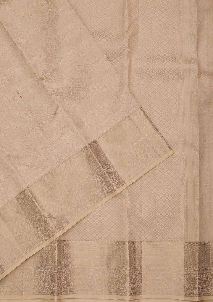 Cream Kanjivaram Pure Silk Saree