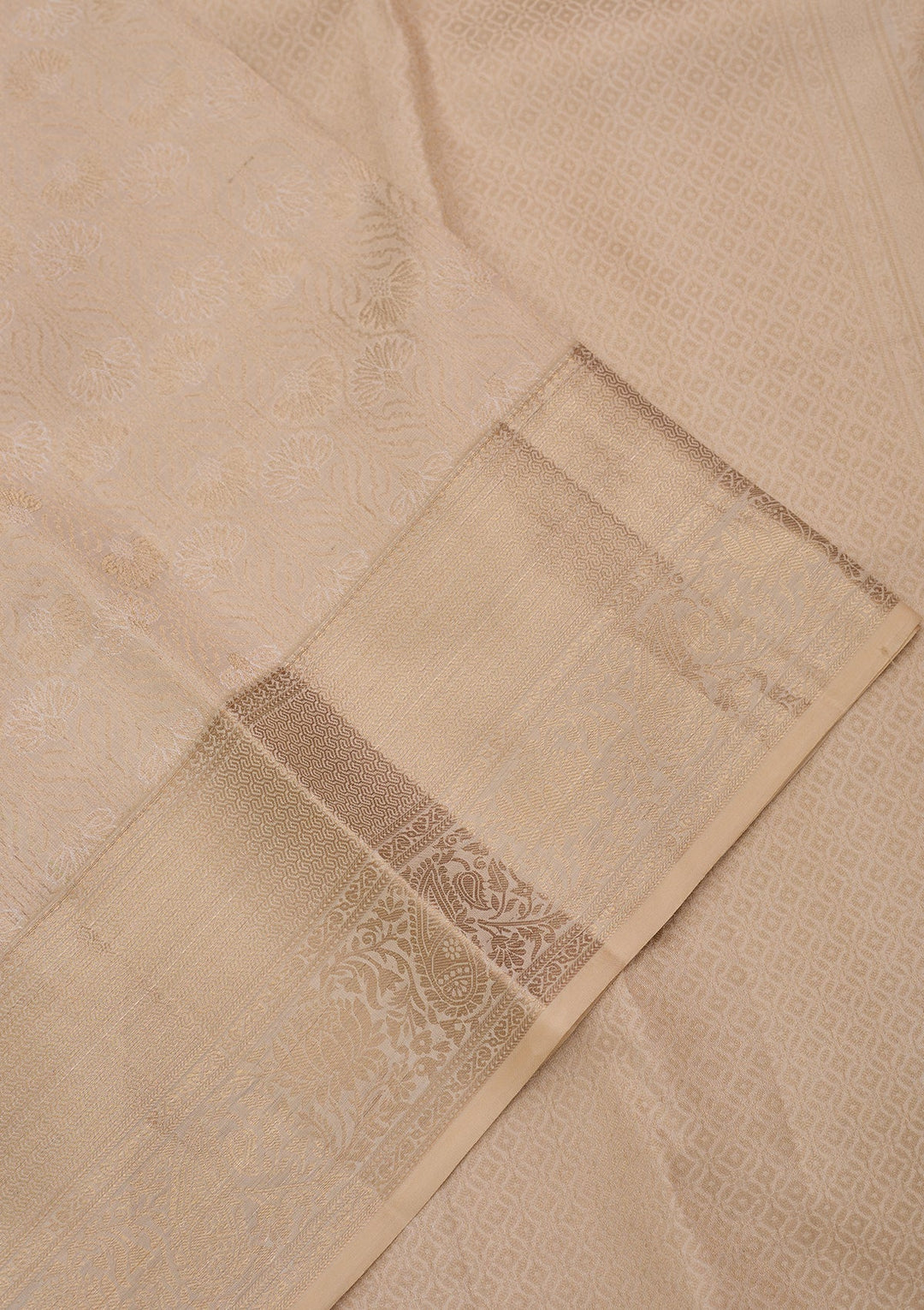 Cream Kanjivaram Pure Silk Saree