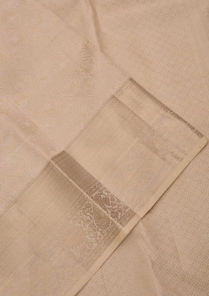 Cream Kanjivaram Pure Silk Saree