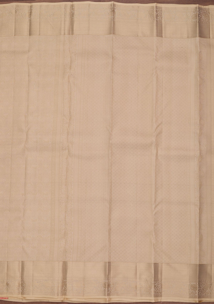 Cream Kanjivaram Pure Silk Saree