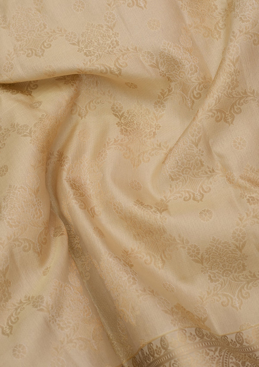 Cream Kanjivaram Pure Silk Saree