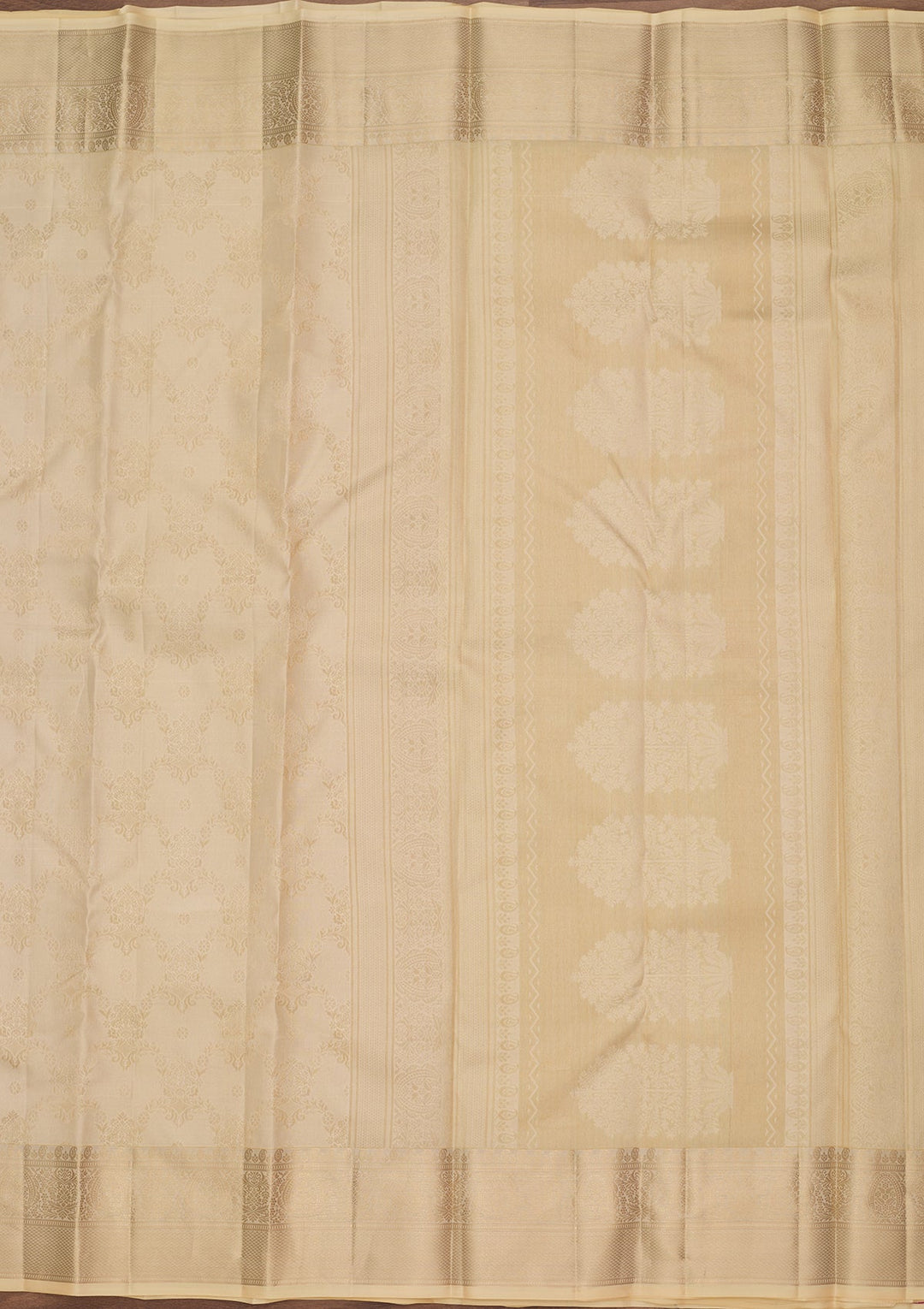 Cream Kanjivaram Pure Silk Saree