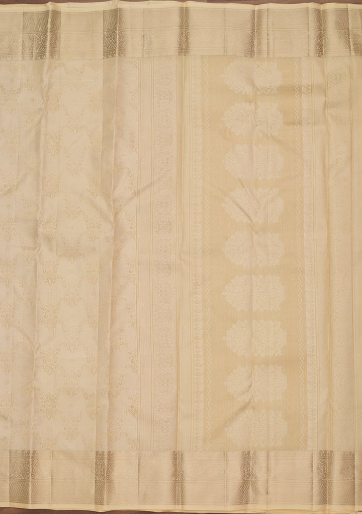 Cream Kanjivaram Pure Silk Saree