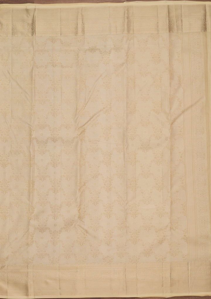 Cream Kanjivaram Pure Silk Saree