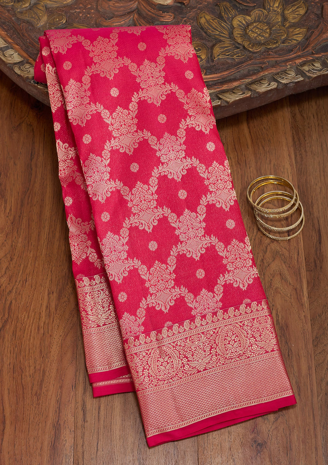 Rani Pink Kanjivaram Pure Silk Saree