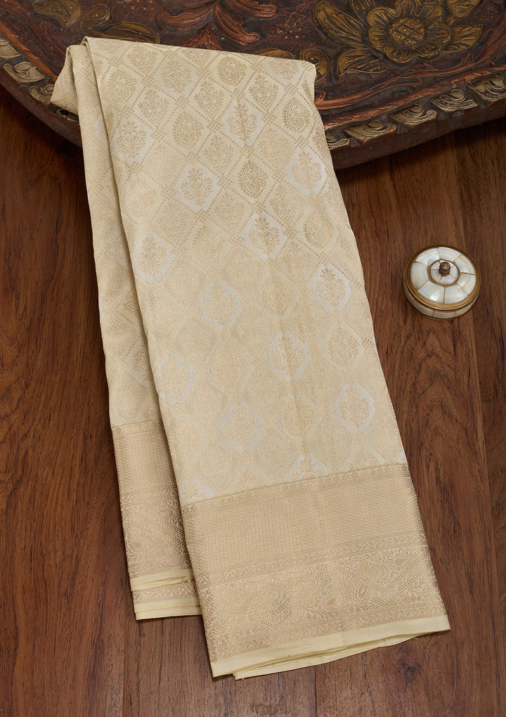Cream Kanjivaram Pure Silk Saree