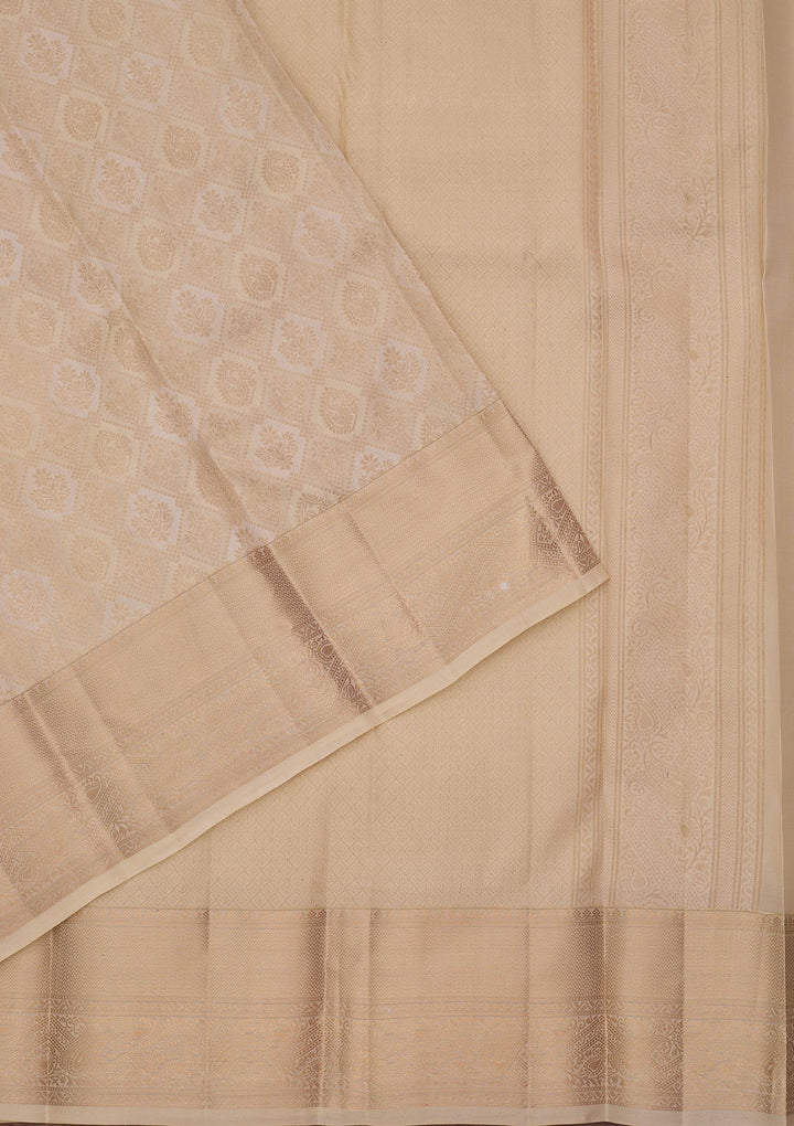 Cream Kanjivaram Pure Silk Saree