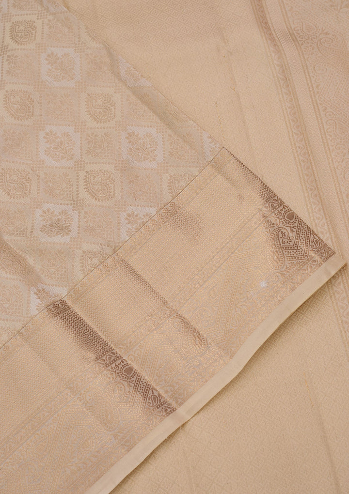 Cream Kanjivaram Pure Silk Saree