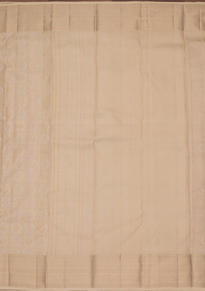 Cream Kanjivaram Pure Silk Saree