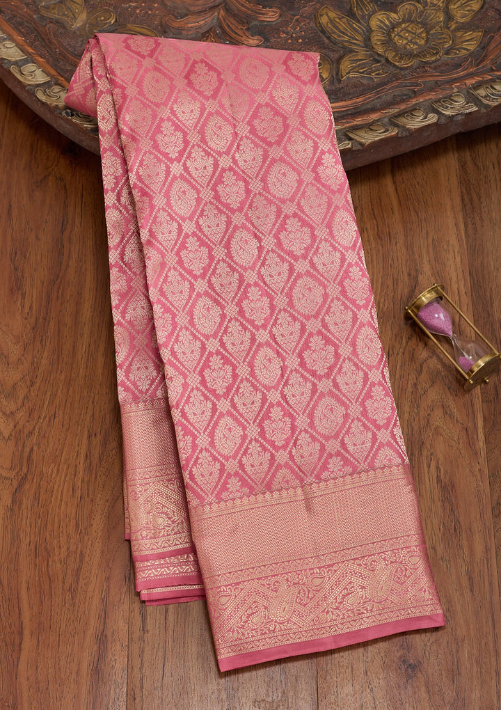 Onion Pink Kanjivaram Pure Silk Saree