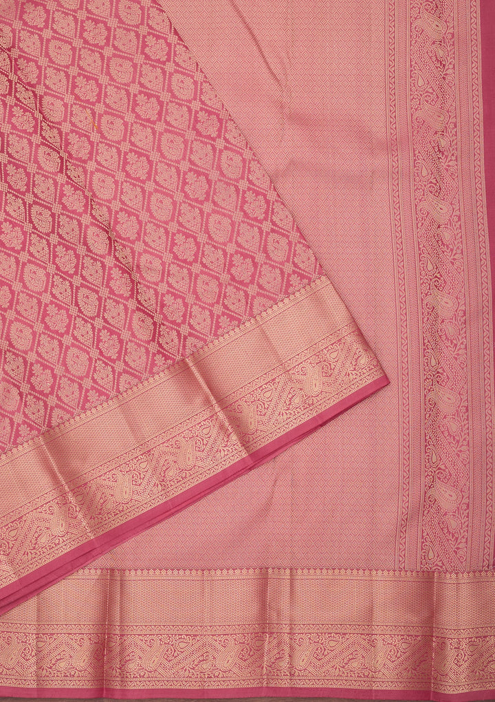 Onion Pink Kanjivaram Pure Silk Saree