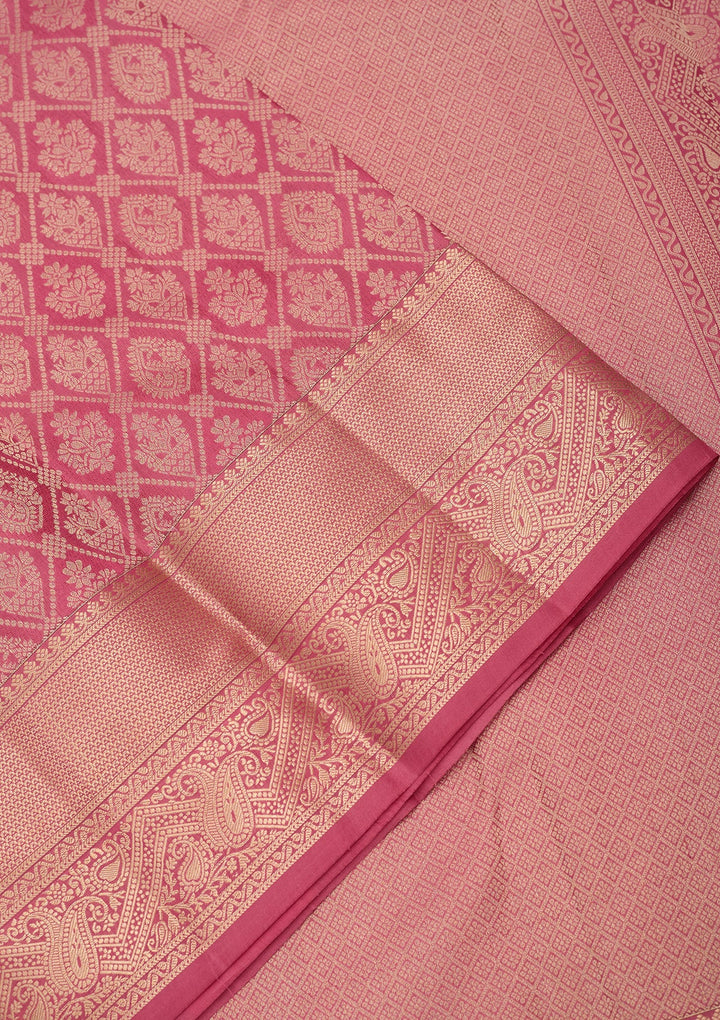 Onion Pink Kanjivaram Pure Silk Saree