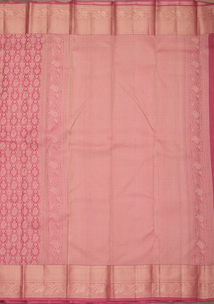 Onion Pink Kanjivaram Pure Silk Saree
