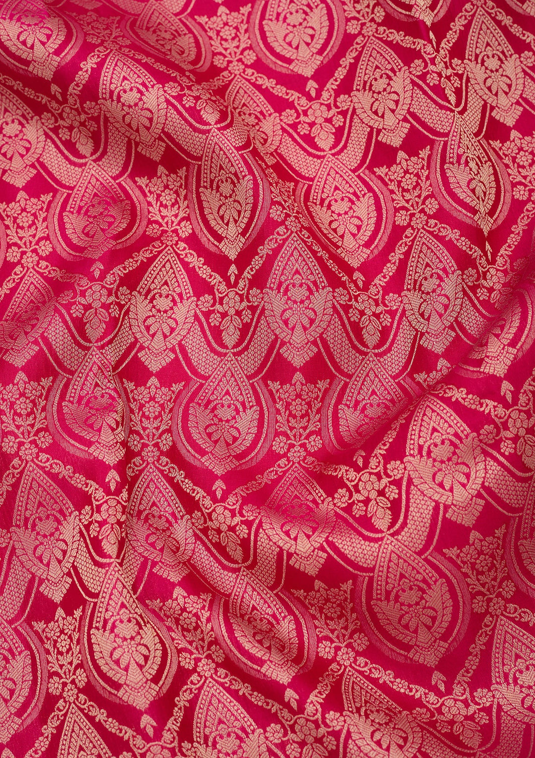 Rani Pink Silk Jaal Saree With Matching Blouse Piece