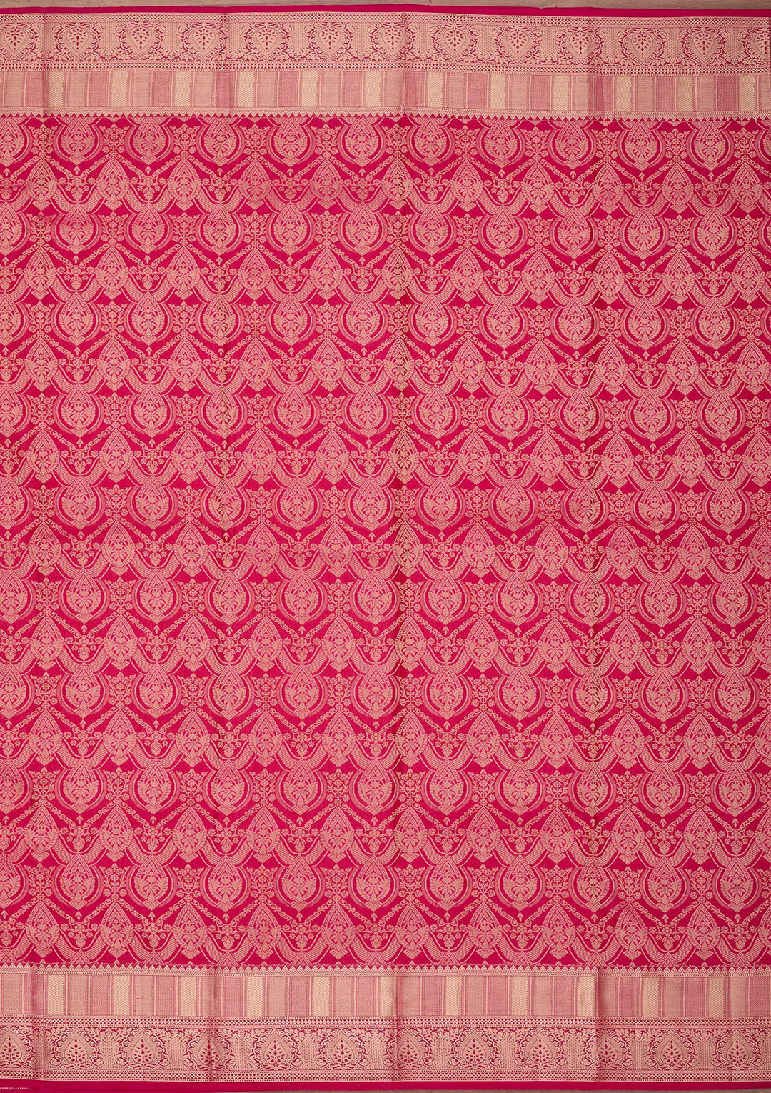 Rani Pink Silk Jaal Saree With Matching Blouse Piece