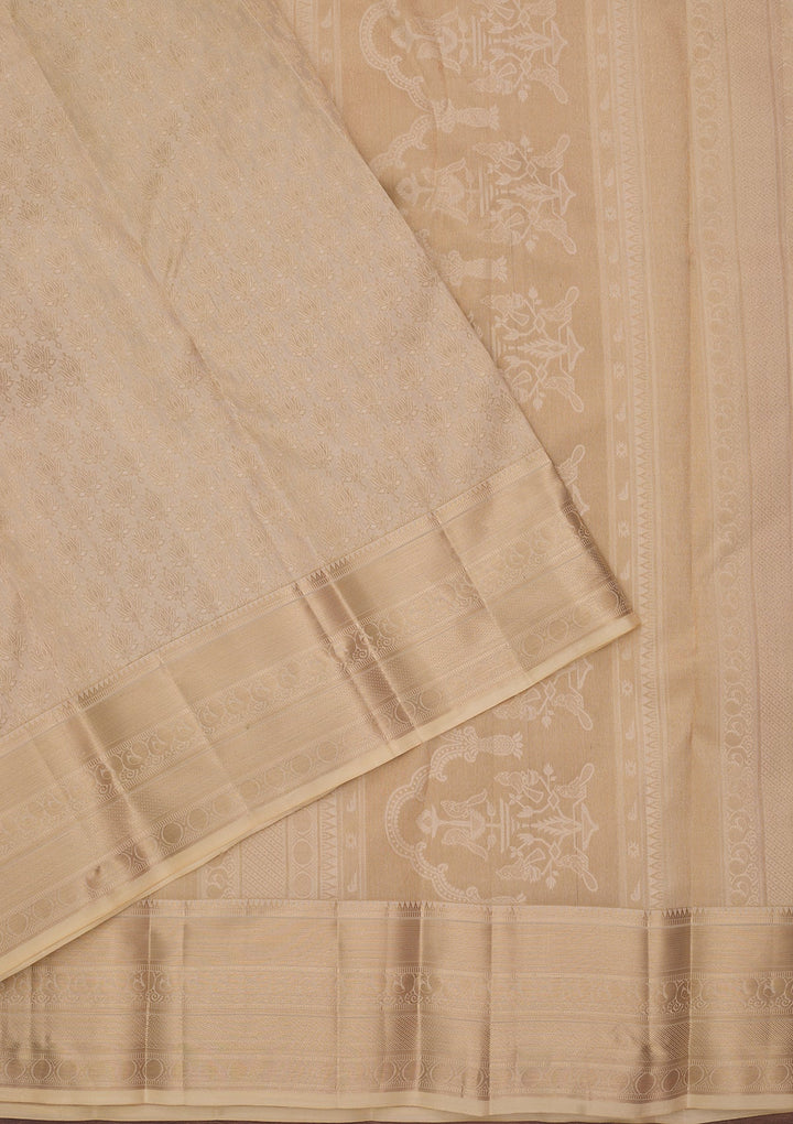 Cream Kanjivaram Pure Silk Saree