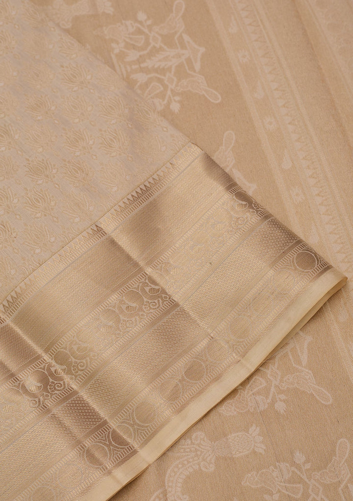 Cream Kanjivaram Pure Silk Saree