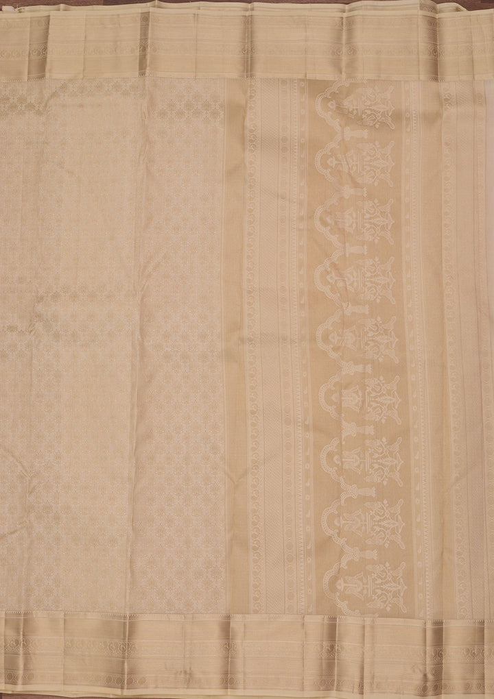 Cream Kanjivaram Pure Silk Saree