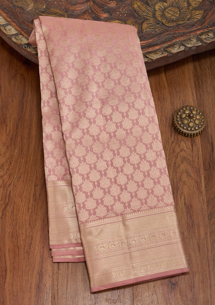 Mauve Silk Jaal Saree With Matching Blouse Piece