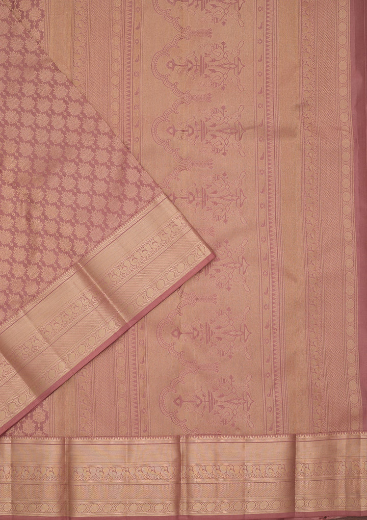 Mauve Silk Jaal Saree With Matching Blouse Piece
