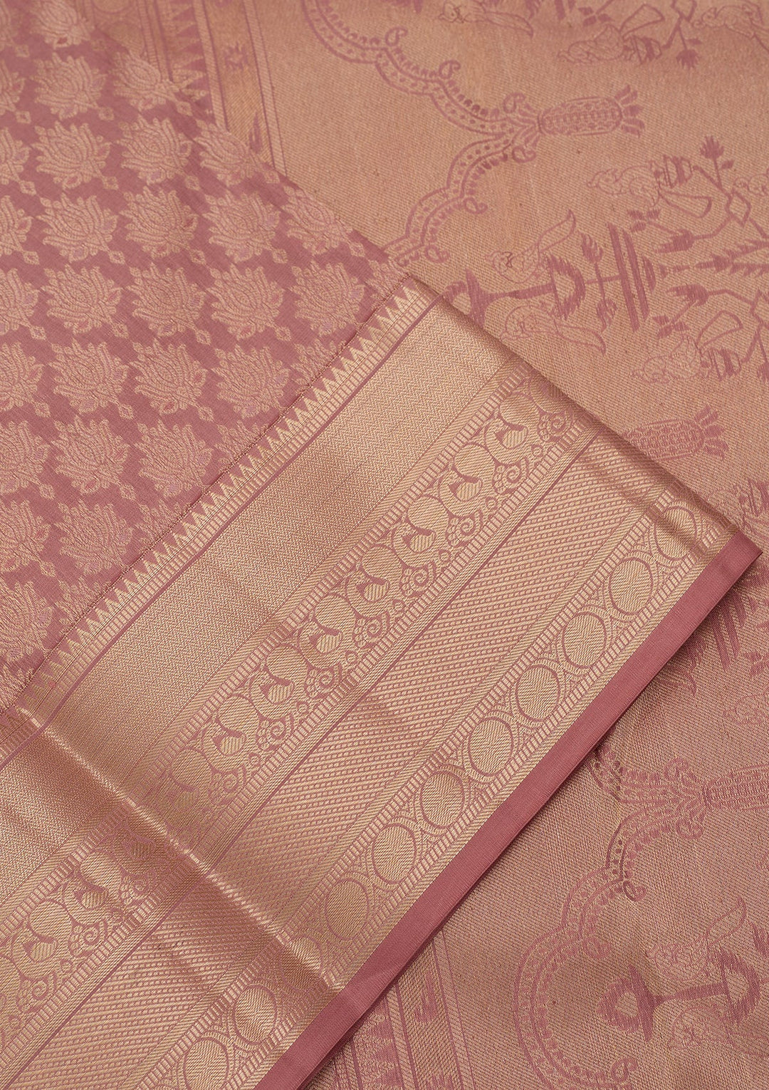 Mauve Silk Jaal Saree With Matching Blouse Piece