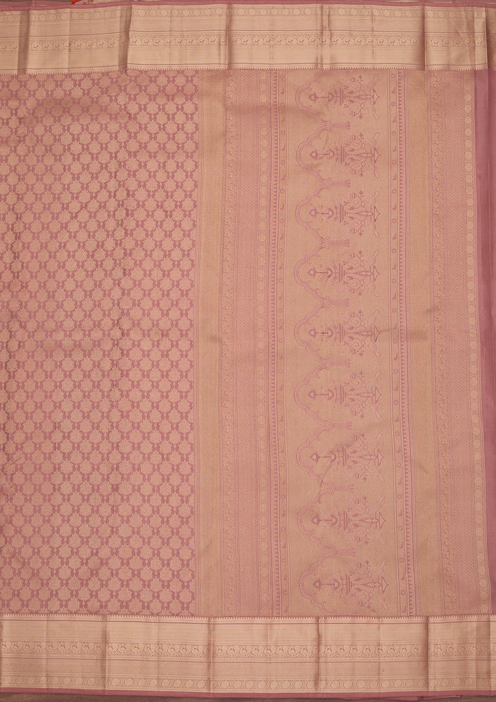 Mauve Silk Jaal Saree With Matching Blouse Piece
