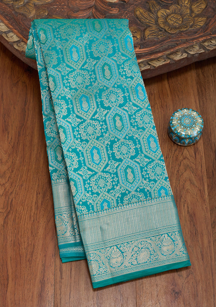 Peacock Green Kanjivaram Pure Silk Saree
