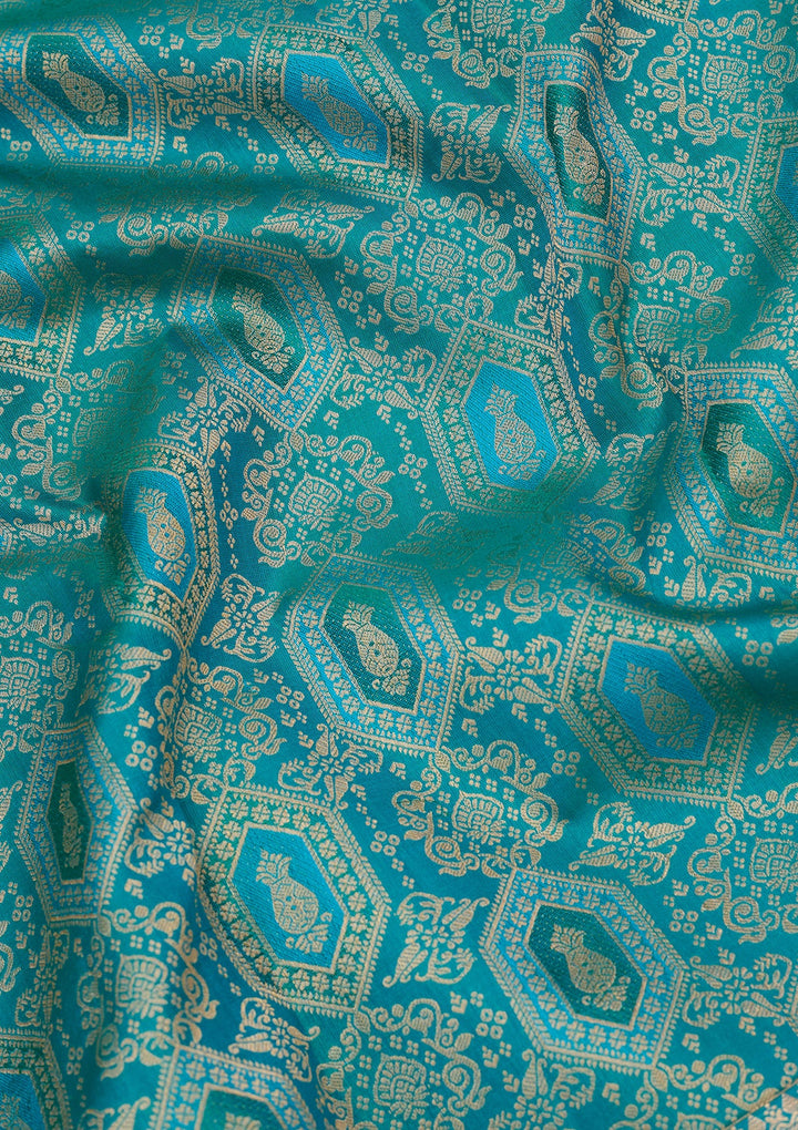 Peacock Green Kanjivaram Pure Silk Saree