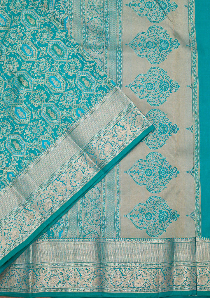 Peacock Green Kanjivaram Pure Silk Saree