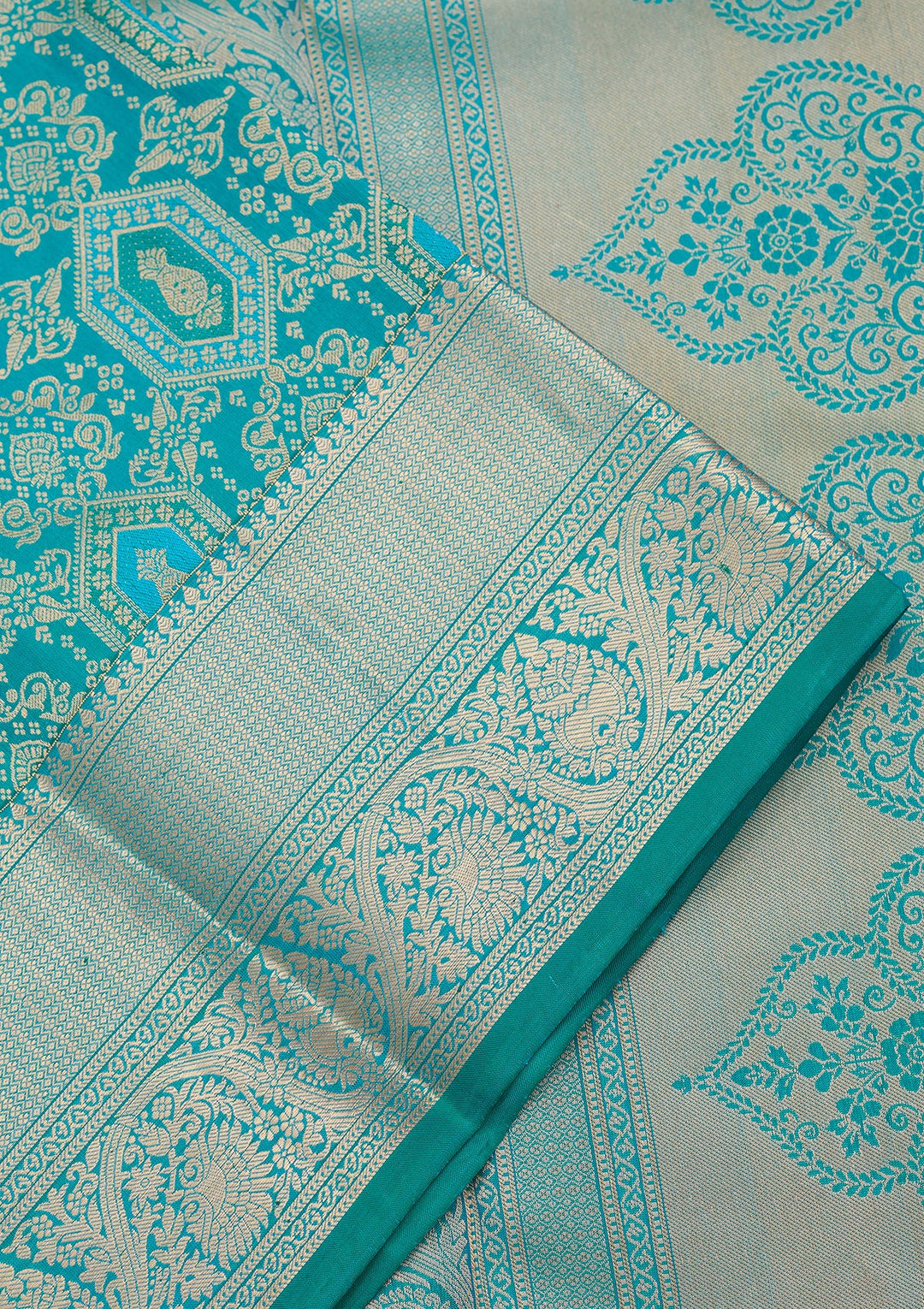 Peacock Green Kanjivaram Pure Silk Saree