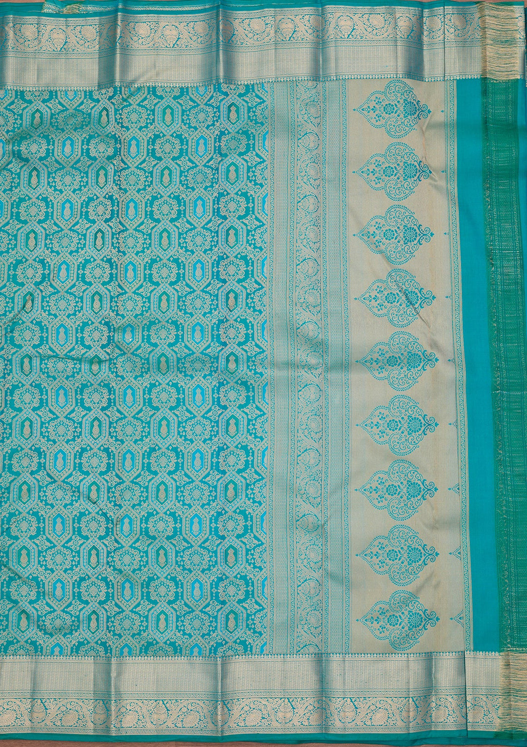 Peacock Green Kanjivaram Pure Silk Saree