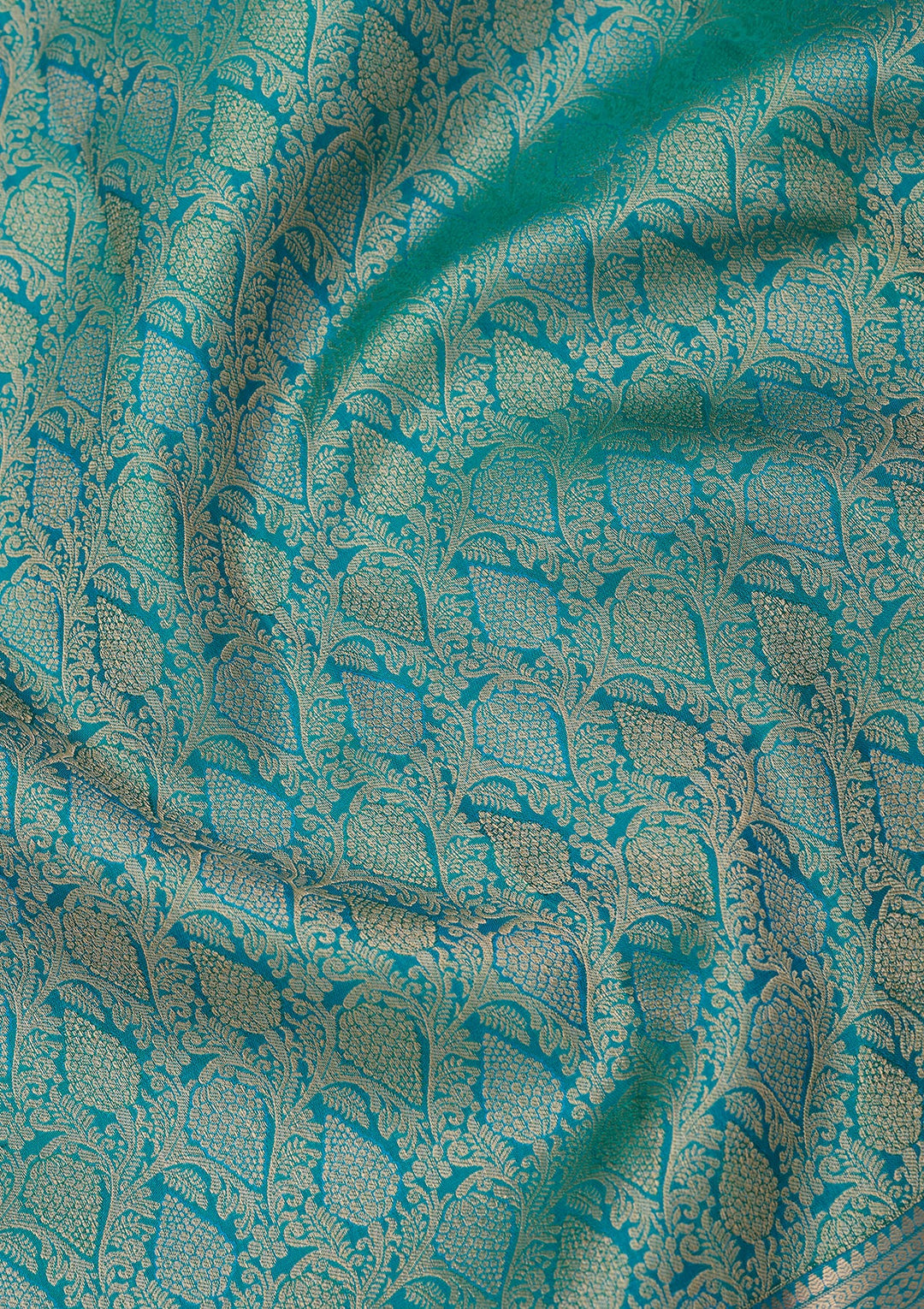 Peacock Green Silk Jaal Saree With Matching Blouse Piece
