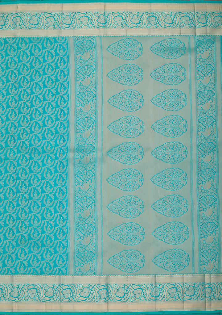 Turquoise Blue Kanjivaram Pure Silk Saree