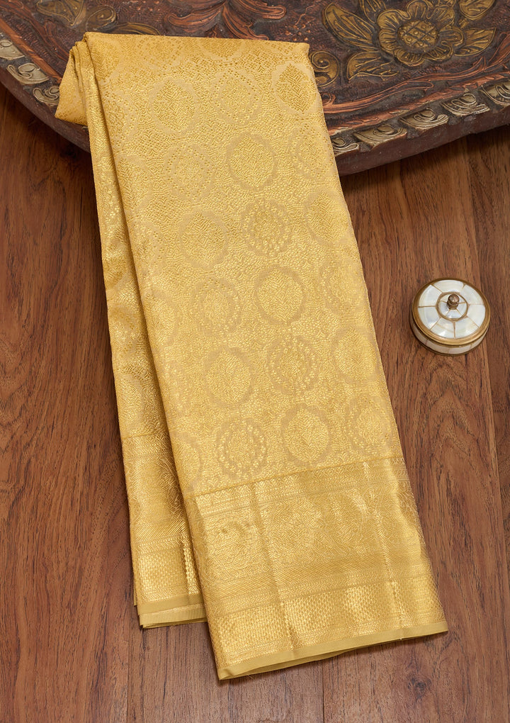 Gold Silk Jaal Saree With Matching Blouse Piece
