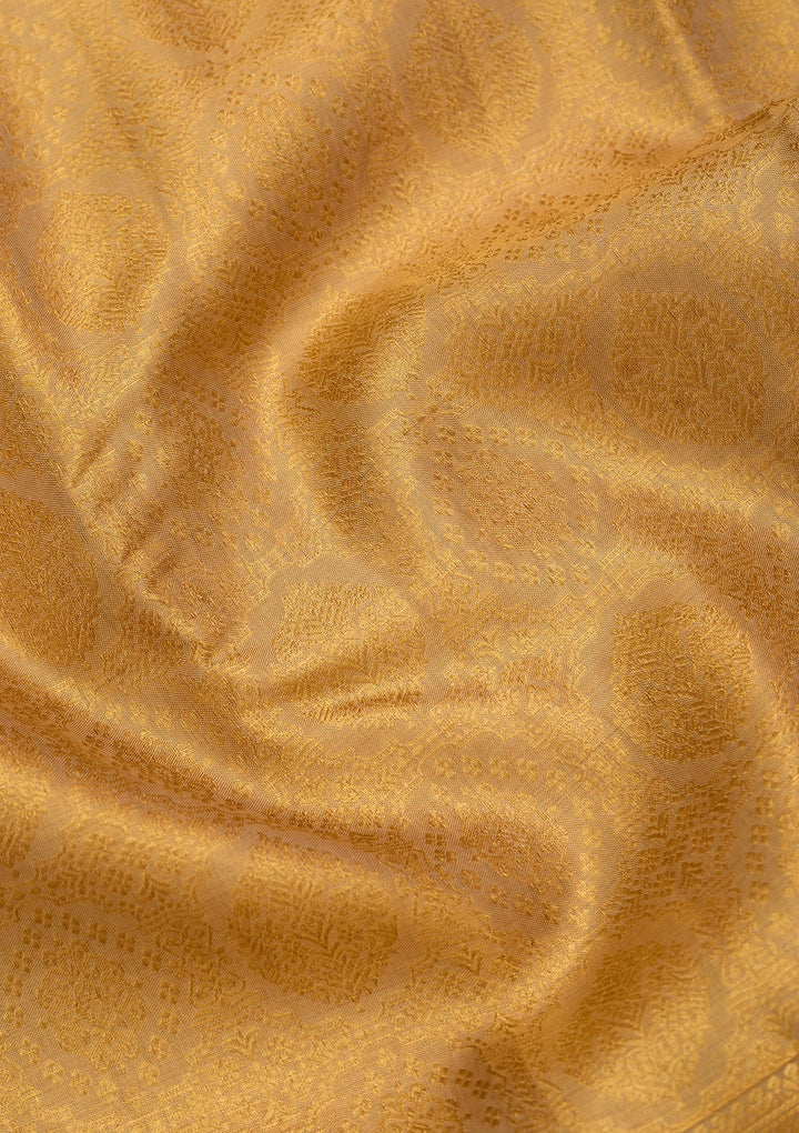 Gold Silk Jaal Saree With Matching Blouse Piece