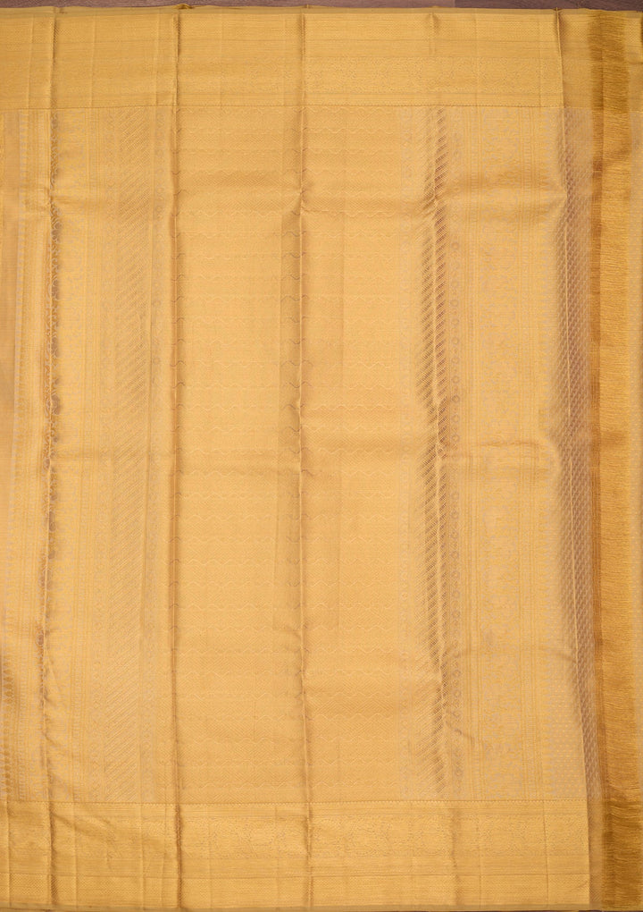 Gold Silk Jaal Saree With Matching Blouse Piece