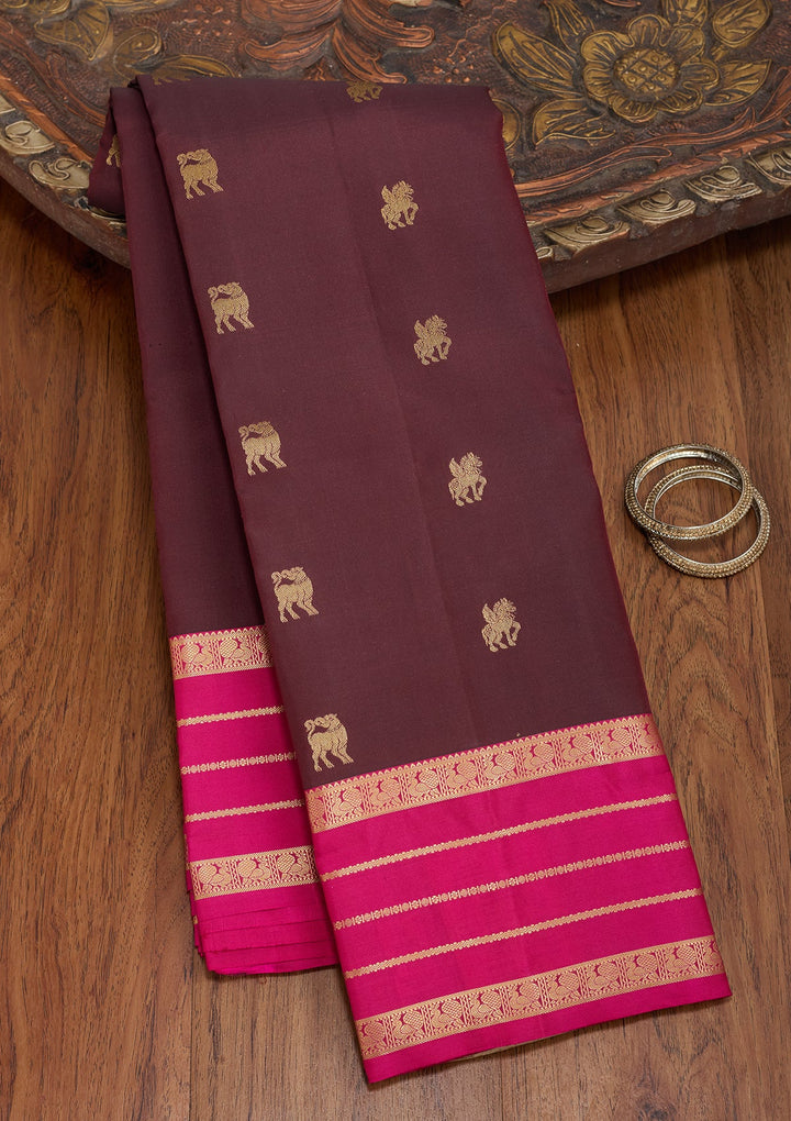 Brown Kanjivaram Pure Silk Saree
