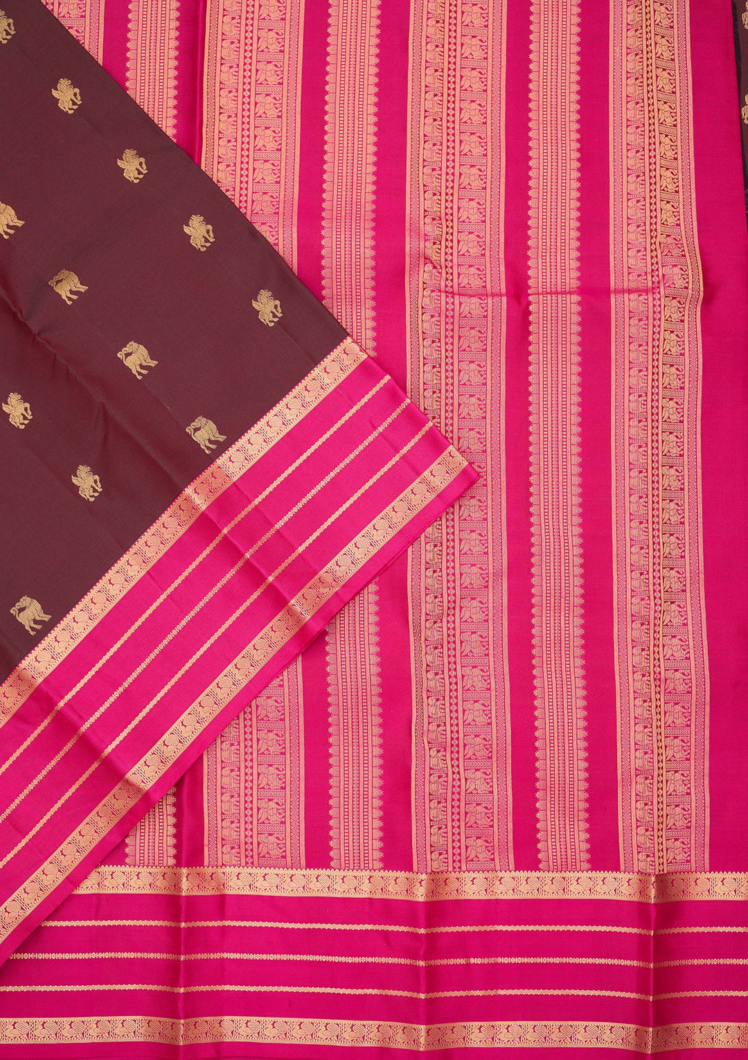 Brown Kanjivaram Pure Silk Saree