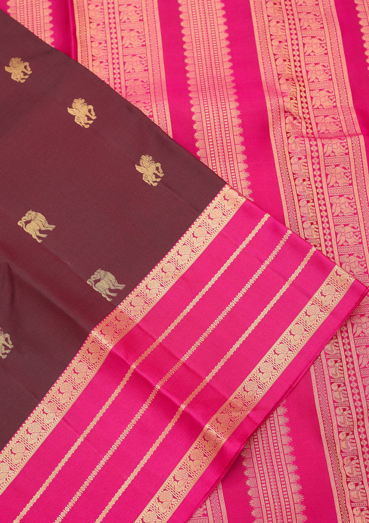 Brown Kanjivaram Pure Silk Saree