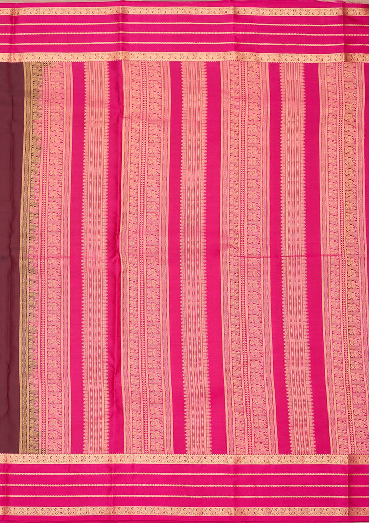 Brown Kanjivaram Pure Silk Saree