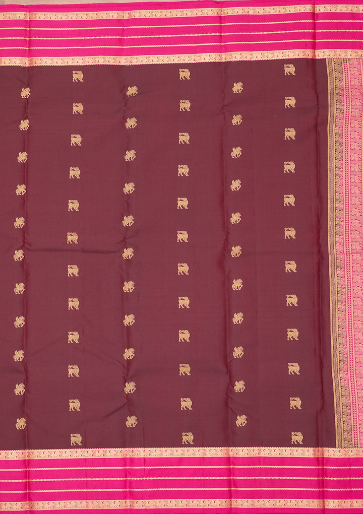 Brown Kanjivaram Pure Silk Saree