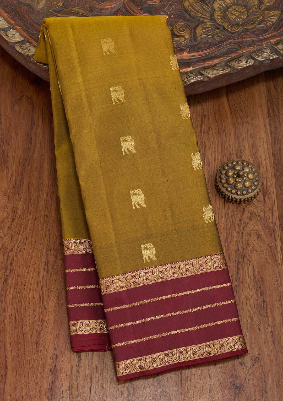 Mehendi Kanjivaram Pure Silk Saree