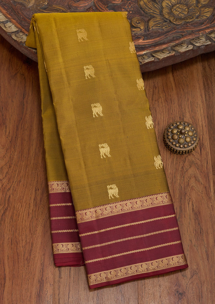 Mehendi Kanjivaram Pure Silk Saree