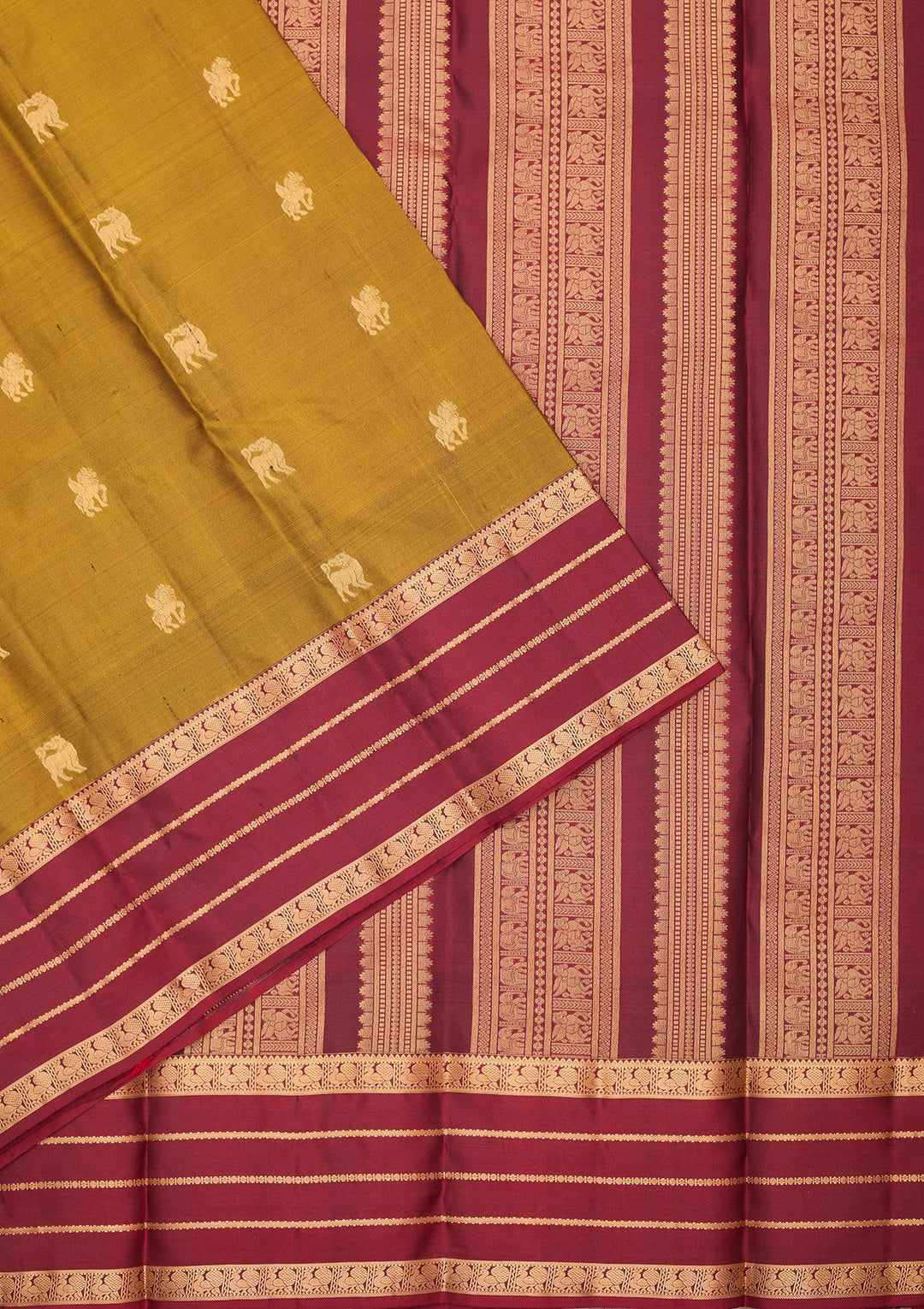 Mehendi Kanjivaram Pure Silk Saree