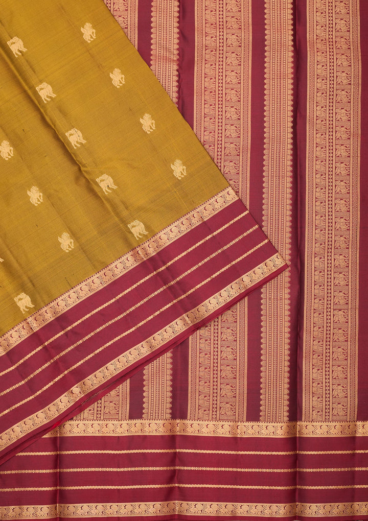 Mehendi Kanjivaram Pure Silk Saree