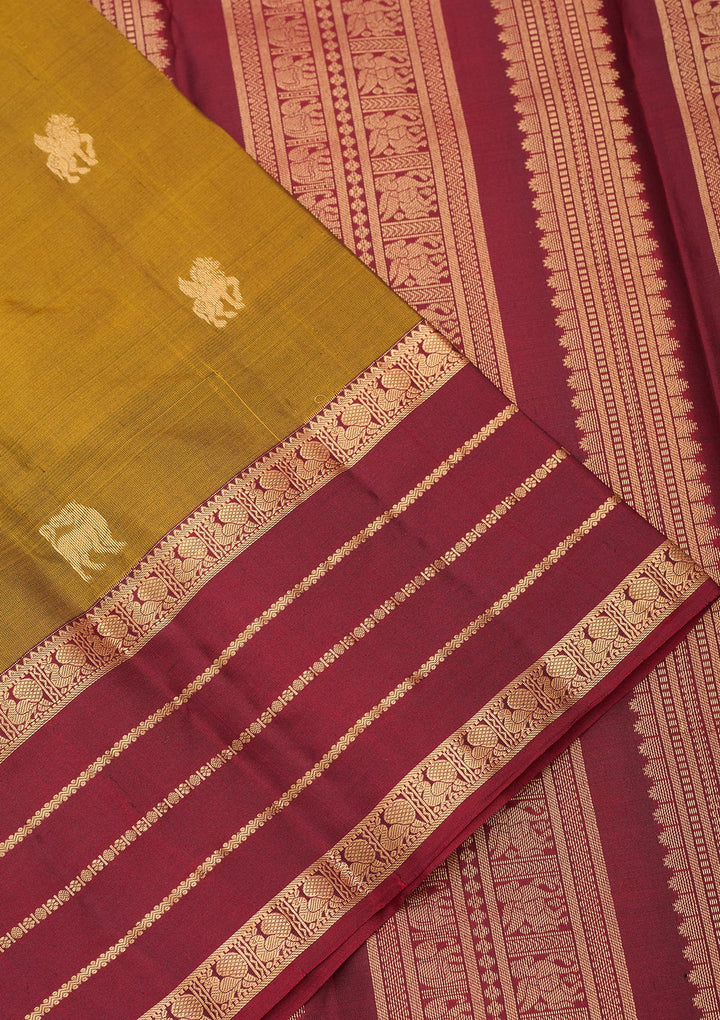 Mehendi Kanjivaram Pure Silk Saree