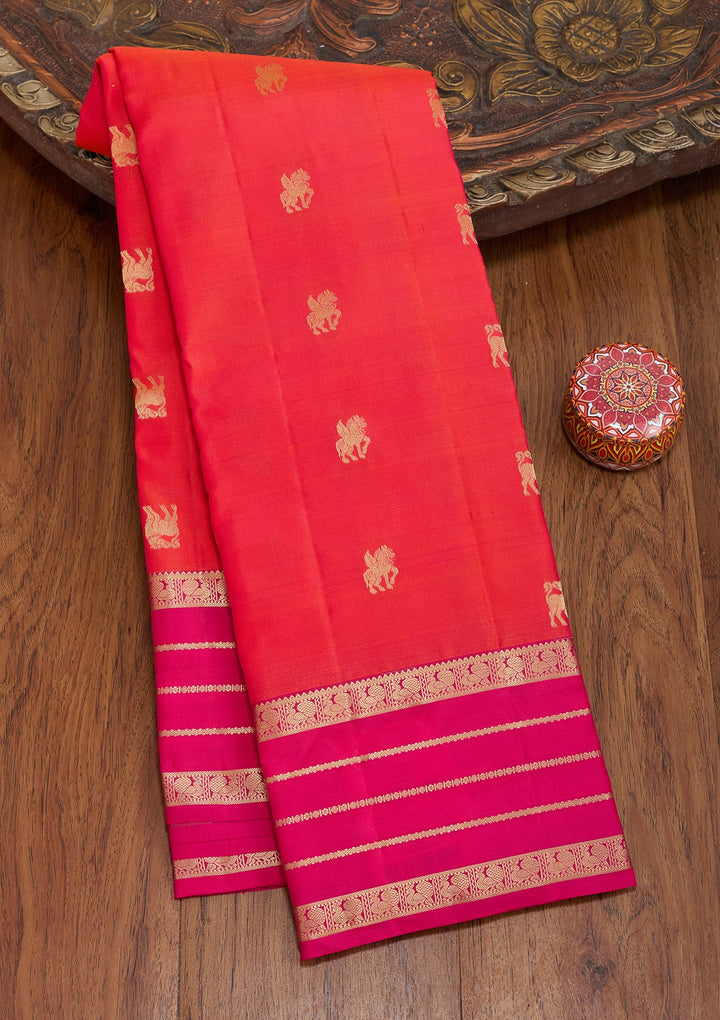 Orange Kanjivaram Pure Silk Saree