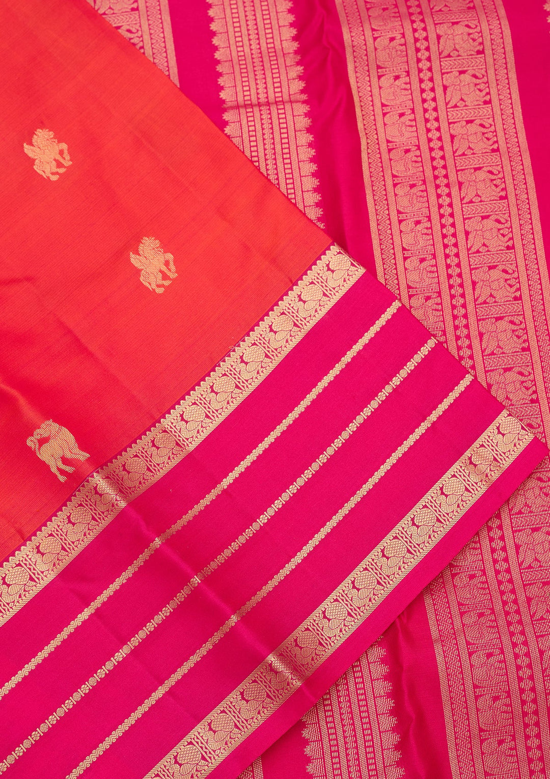 Orange Kanjivaram Pure Silk Saree
